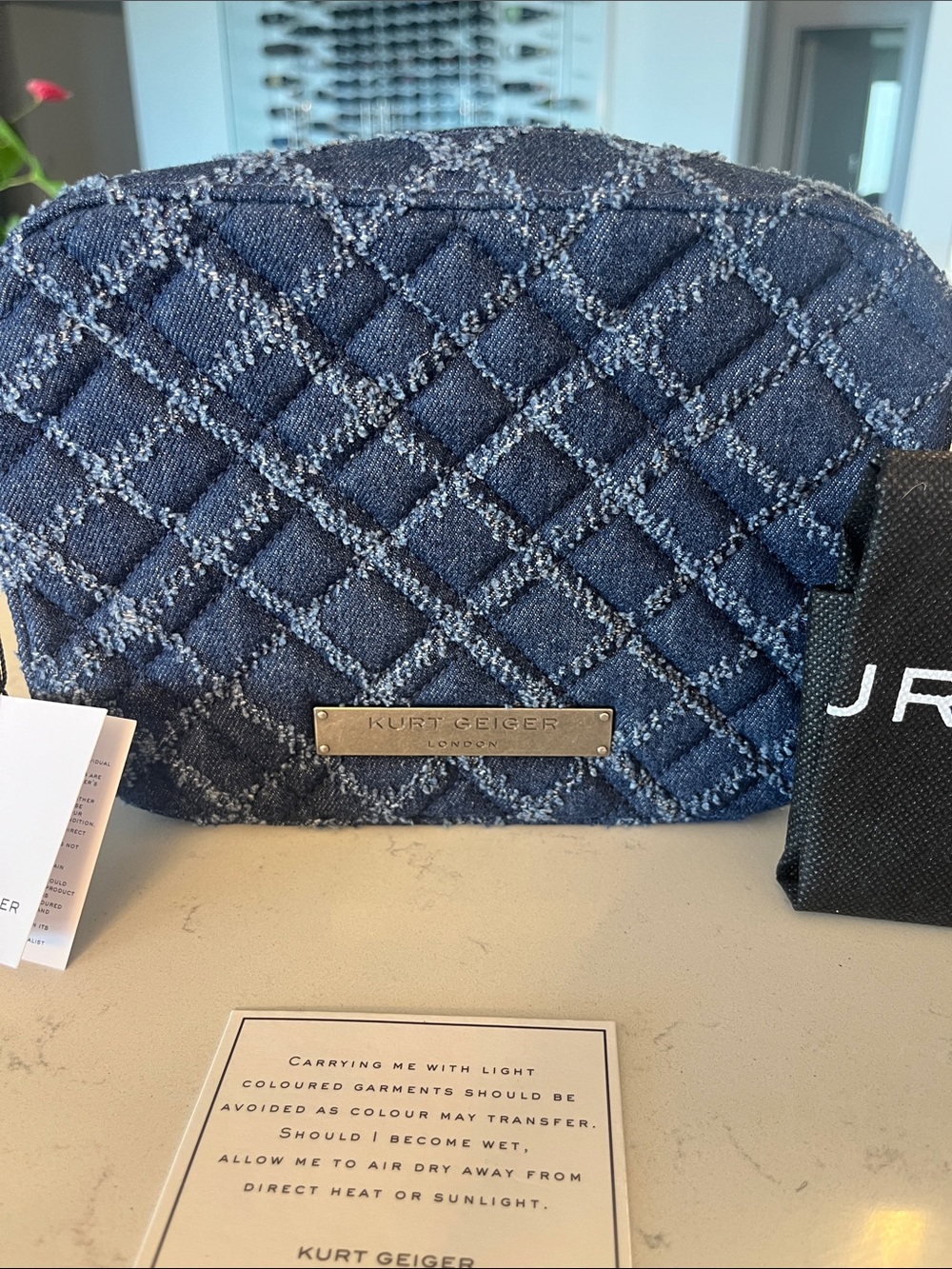 Kurt Geiger Navy Quilted Denim Crossbody Bag - Picture 2 of 9